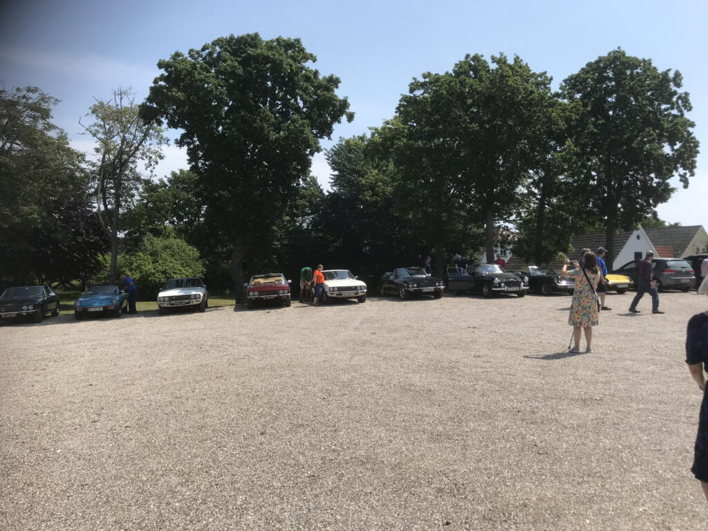 Jensen Cars parked at Bagenkop Inn, Denmark