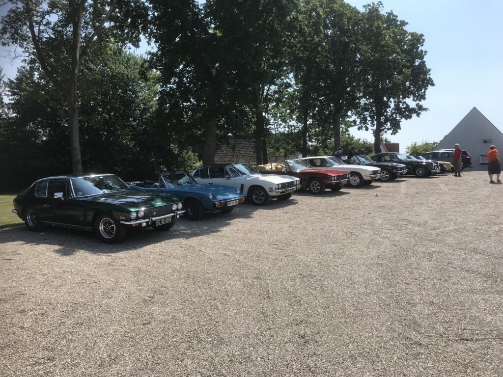Jensen Cars parked at Bagenkop Inn, Denmark